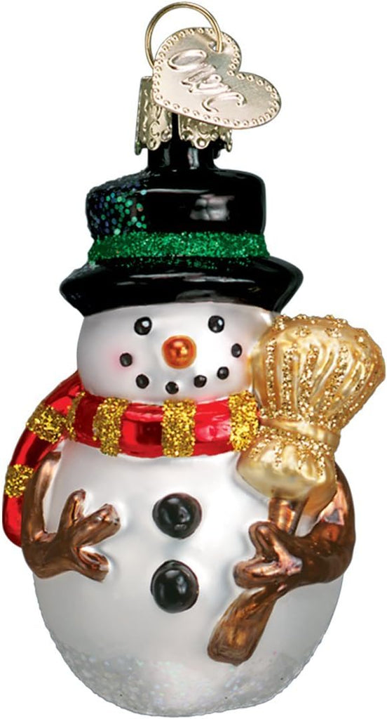 Mini Snowman Set Glass Blown Ornament for Christmas Tree, Handcrafted Holiday Decoration, Set Collection
