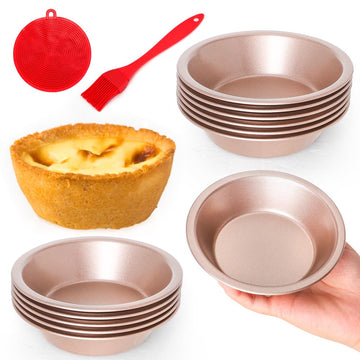 12 Pack Mini Pie Pans, 5 Inch Mini Pie Tins Gold Reusable Round Small Pie Pans, Nonstick Carbon Steel Tart Quiche Pan