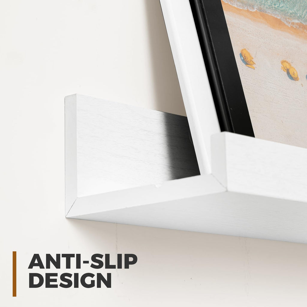 24" Wood Floating Shelves Wall Shelf with Lip, 2Pcs, White