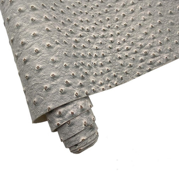 12x54 Inch Grey Ostrich Faux Leather for Upholstery Decoration, Embossed Textured Synthetic Fabric for DIY Bows Wallet