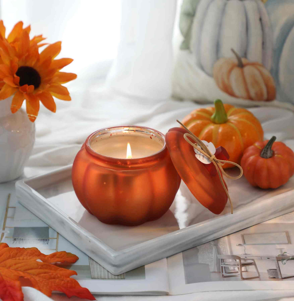 Fall Candle, Cinnamon Pumpkin Spice Candle, 12 oz Pumpkin Shaped Candles