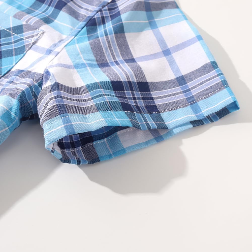Boys' Short Sleeve Button Down Shirts Casual Woven Plaid