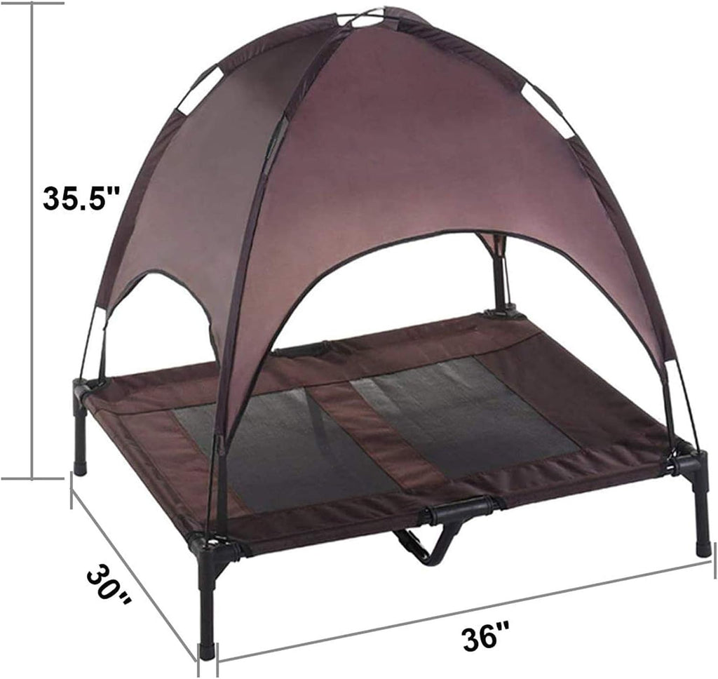 Elevated Dog Bed with Removable Canopy w/Convenient Carrying Bag Indoor Shade 1680D Portable Raised Oxford Fabric