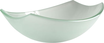 Pendant Modern Tempered Glass Vessel Bowl Sink in Lustrous Frosted, Top Mount Bathroom Sinks Above Counter