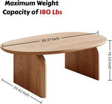 Modern Oval Coffee Table, Small Coffee Tables - Oak Wood Top with Solid Legs, Wooden Center Table Easy Assembly &Be...