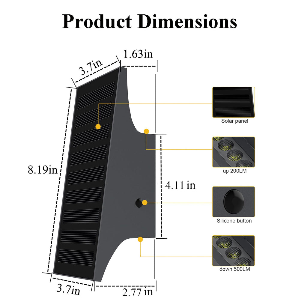 Solar Lights Outdoor Up and Down, 2pack Solar Wall Lights Outdoor