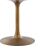 Lippa 60 Inch Round Wood Dining Table with Metal Pedestal in Brass Walnut - Modern Industrial Dining Table for 6