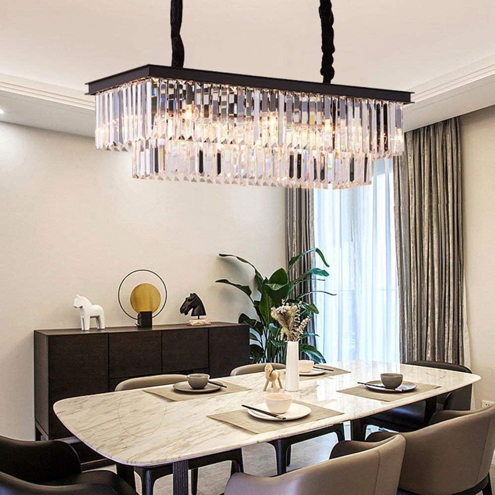 Inspired Odeon Style 8-Light Chrome Rectangular K9 Crystal Chandelier L33.5" - A107-B07CWLNN21