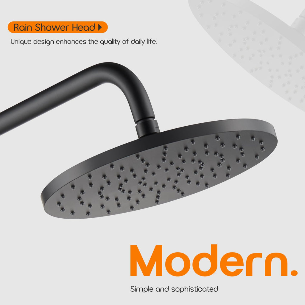 Rained Waterfall Shower Head 10-inch Large Overhead Showerhead High Flow 2.5 GPM with Adjustable Swivel Ball Joint