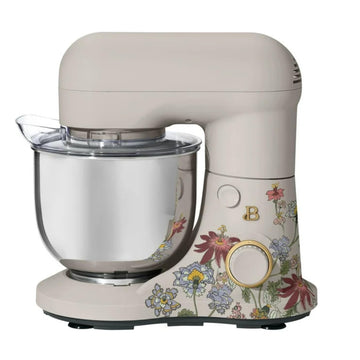 3.5 Quart Electric Stand Mixer with Flat Beater, Dough Hook, Balloon Whisk and Splash Guard (Porcini Flower)
