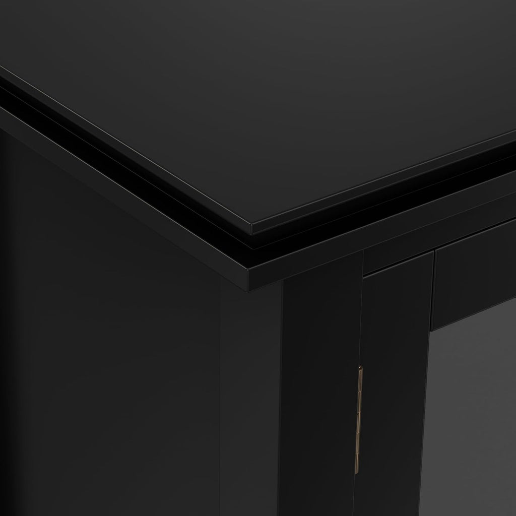 Artisan 38" Wide Solid Wood Storage Cabinet in Black | Transitional medium accent cabinet with glass doors, tapered
