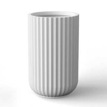 Large Round Column White Concrete Planter 21.7" Tall, Outdoor