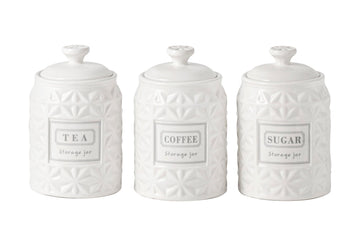 Azure Starfield Ceramic Canisters Sets For The Kitchen Canisters For Countertop Set of 3 Airtight Coffee Canisters