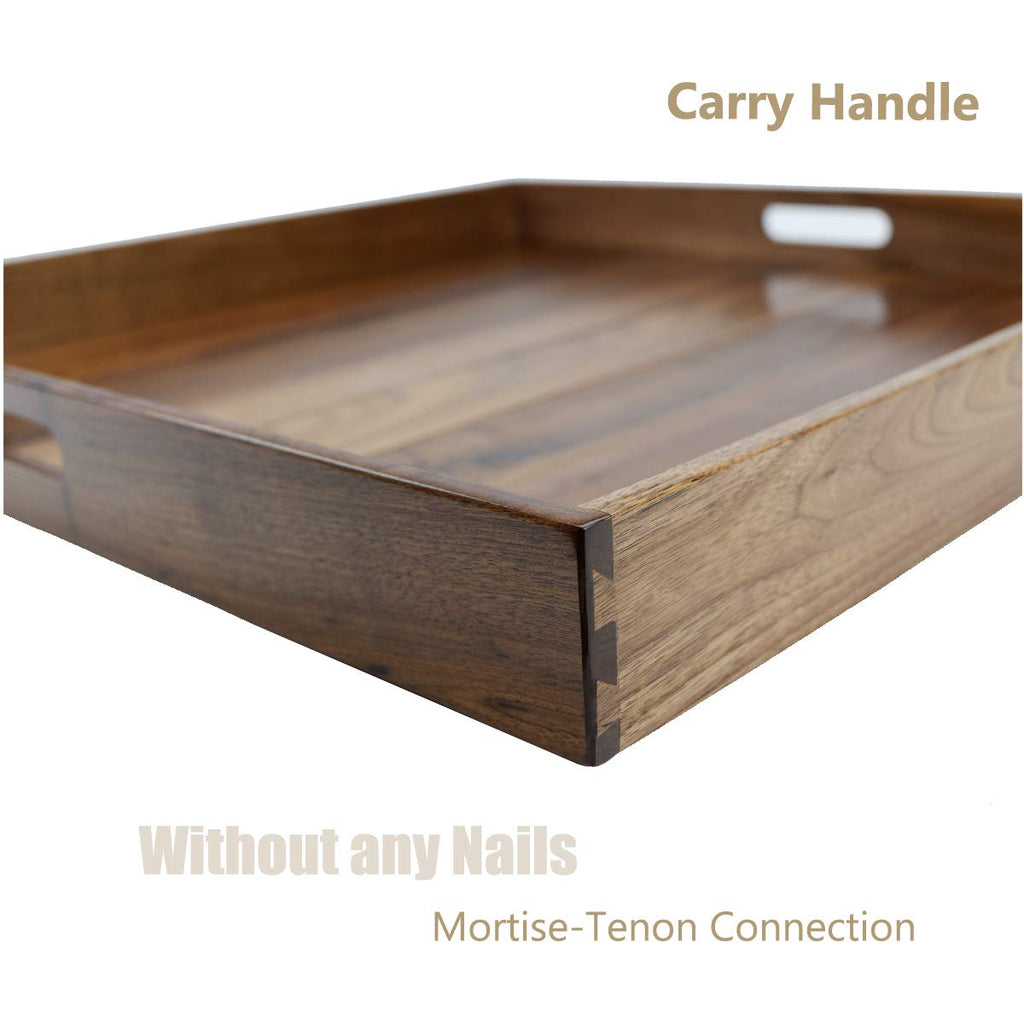 24"x 24" Extra Large Square Black Walnut Wood Ottoman Tray