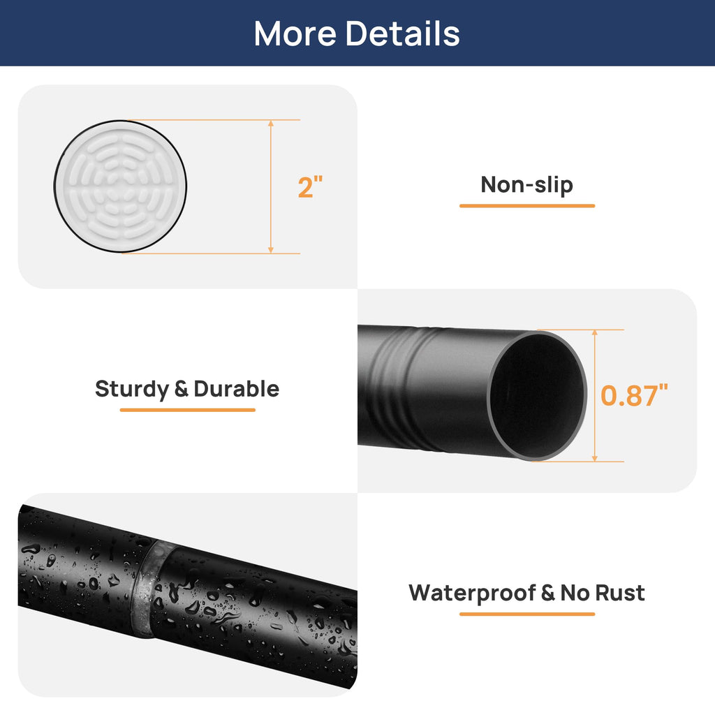 2 Pack Tension Curtain Rod, 32-78" Adjustable, Stable, Black
