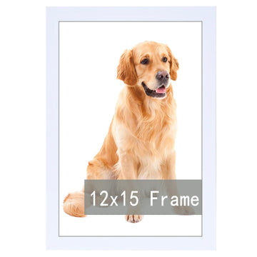 12x15 Picture Frame in White, Photo Frames with Plexiglass, Horizontal and Vertical Formats for Wall Mounting Wall