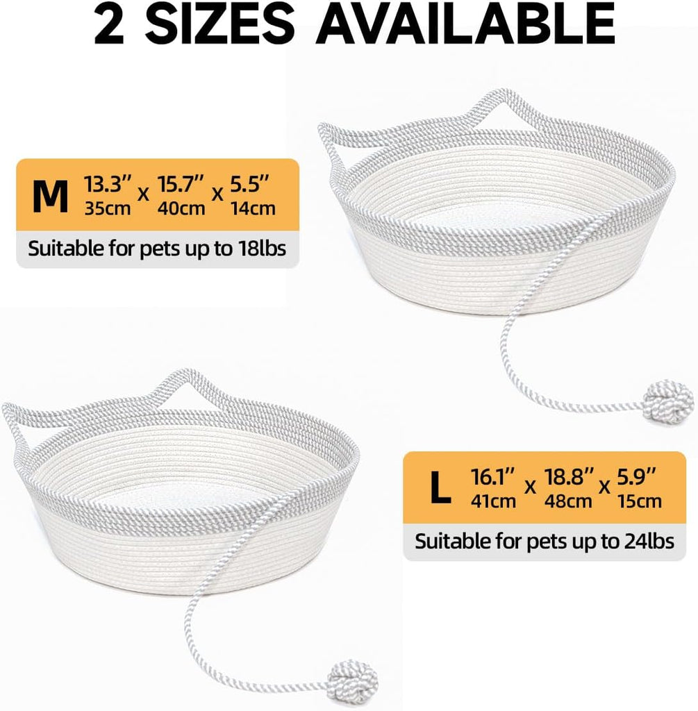 Cat Bed, Cotton Rope Instinct Basket for Cats, Handwoven Cat Beds