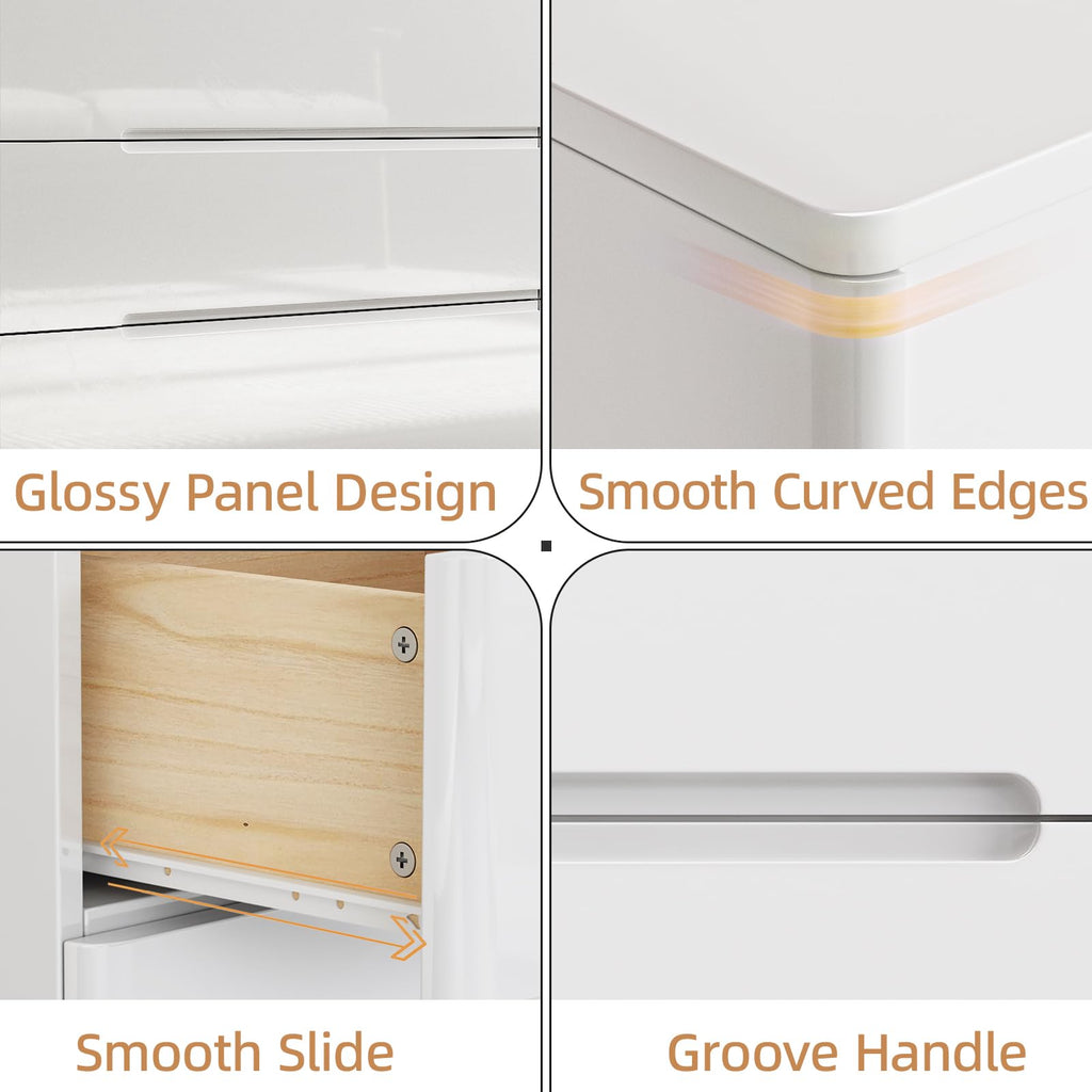 High Gloss, 60.2" Wide 9 Drawer, White