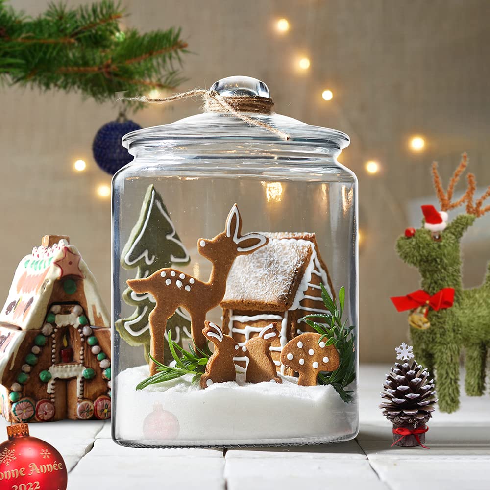 1.5 Gallon Glass Canisters with Airtight Lids, 2 Pack Flour & Cookie Jars