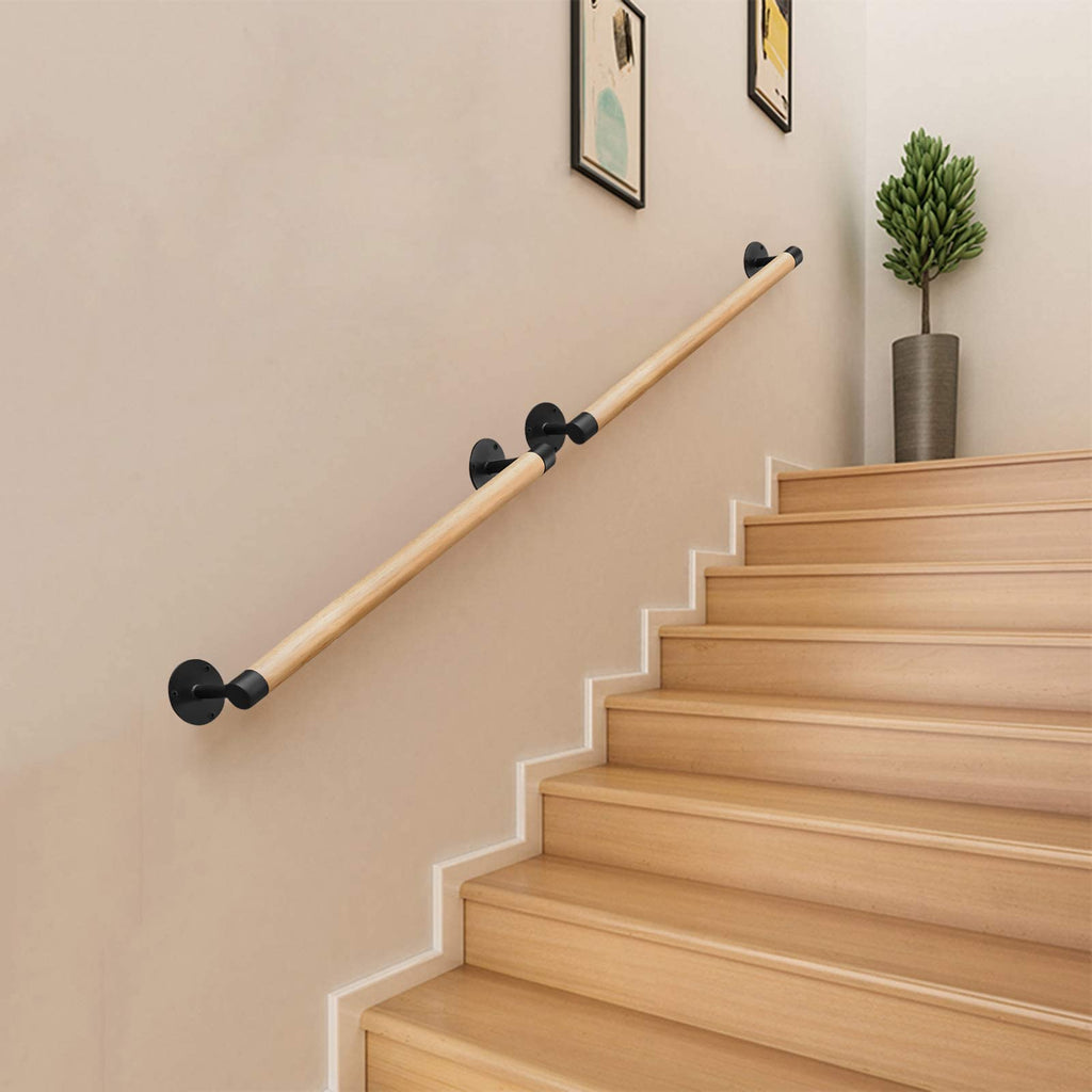 2FT Wood Hand Railing for Stairs, Wooden Handrails for Outdoor Steps