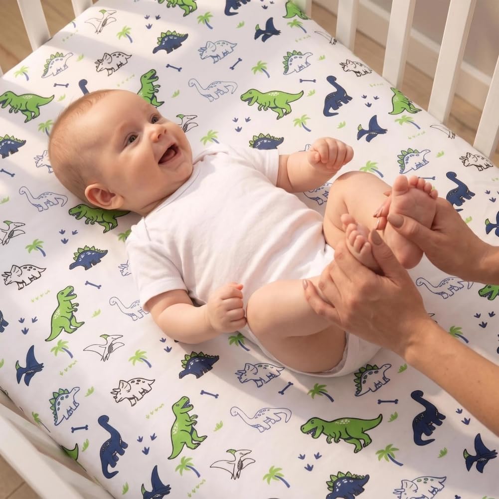 Baby Crib Bedding Set Dinosaur Neutral Nursery Comforter Bed Sets for Boys