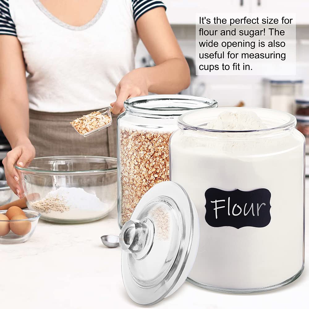 1.5 Gallon Glass Canisters with Airtight Lids, 2 Pack Flour & Cookie Jars