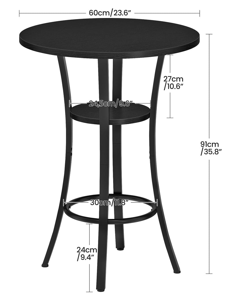 Round Bar Table, Set of 2 Small Kitchen Dining Tables, 2-Tier High Top & Counter Height Dining Table, for Bistro