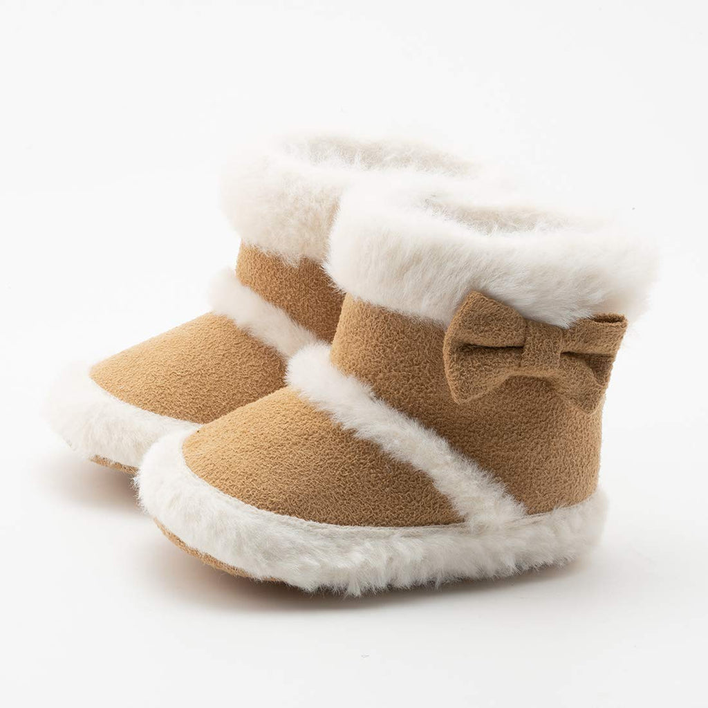 Infant Unisex Warm Fur Lining Soft Boots Baby Winter Ankle Non-Slip Rubber Texture Sole Toddler Winter Snow Crib Shoes