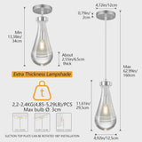 Raindrop Pendant Lights Kitchen Island Teardrop Chrome Hanging Light Fixtures Clear Solid Glass Pendant Light Modern Chandeliers for Dining Room Porch Corridor Living Room A121-B0BN13PXD8