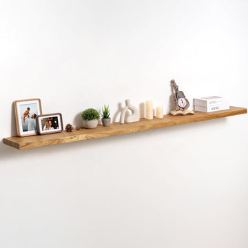 Floating Shelves for Wall, 72 Inch Rustic Solid Elm Wood Shelves