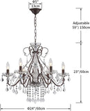 6 Light Crystal Chandelier Light Fixture Modern Chandelier Crystal Lighting, Crystal Pendant Raindrop Chandelier for Dining Room,Bedroom,Living Room,H23 x D24, 6-Light A100-B09HBS96GS
