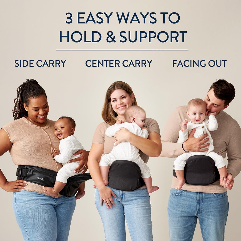 Hip Seat Baby Carrier, Foldable Infant & Toddler Carrier (Black)