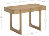 Haley Mid Century Modern Home Office Desk, Solid Wood Writing Desk with Drawer and Rounded Legs, Light Brown