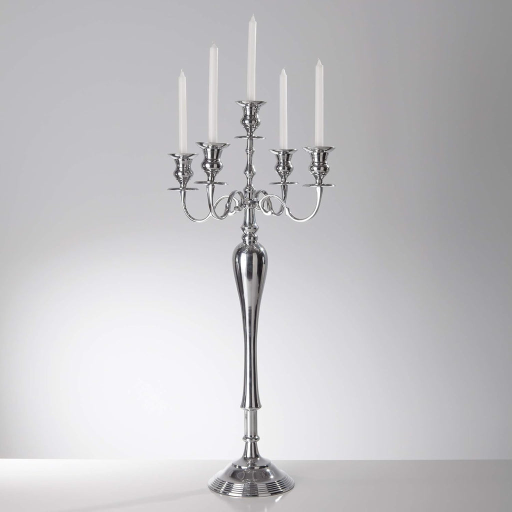 39" Tall Aluminum Candelabra Candle Holder for 5 Taper Candles - Elegant Centerpiece for Dining Room, Living Room