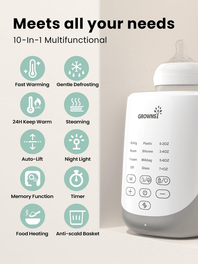 Auto-Lift Nutri Bottle Warmer for Breastmilk & Formula, Gray