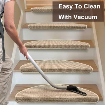 Bullnose Carpet Stair Treads Non Slip 13 Pcs, 8.7''x26'' Beige