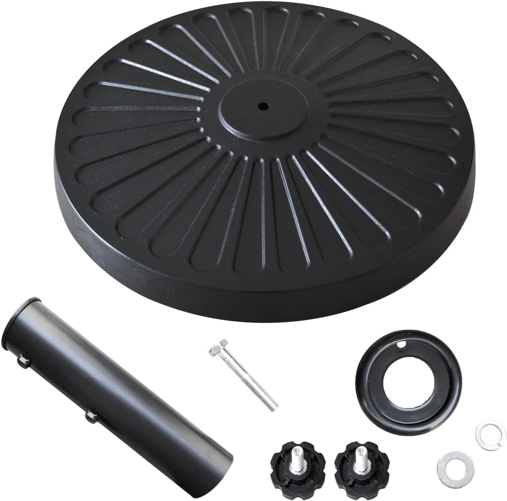 USA 18" Patio Umbrella Base Stand, 26 lbs Heavy Duty Cast Resin Outdoor Table Umbrella Holder for 1.5" - Black