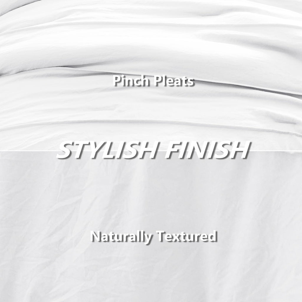 King Size Comforter Set White, 7 Pieces Soft Pinch Pleat Bed in a Bag King Comforter Set with Sheets, Boho Bed Set