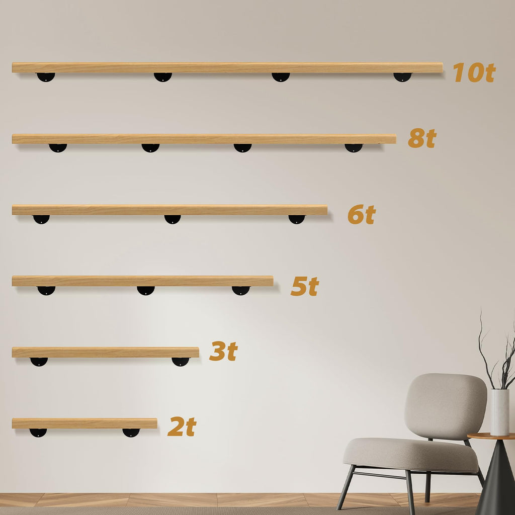 10FT Wooden Stair Handrails Indoor Outdoor Wall Mount