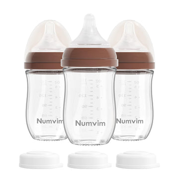 Natural Glass Baby Bottles Gentle & Slow Flow, Newborn Breastfeeding Bottle with Anti Colic Nipple for 0 Months