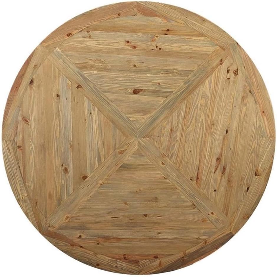 Stitch 71" Rustic Farmhouse Wood Round Kitchen and Dining Room Table, Brown