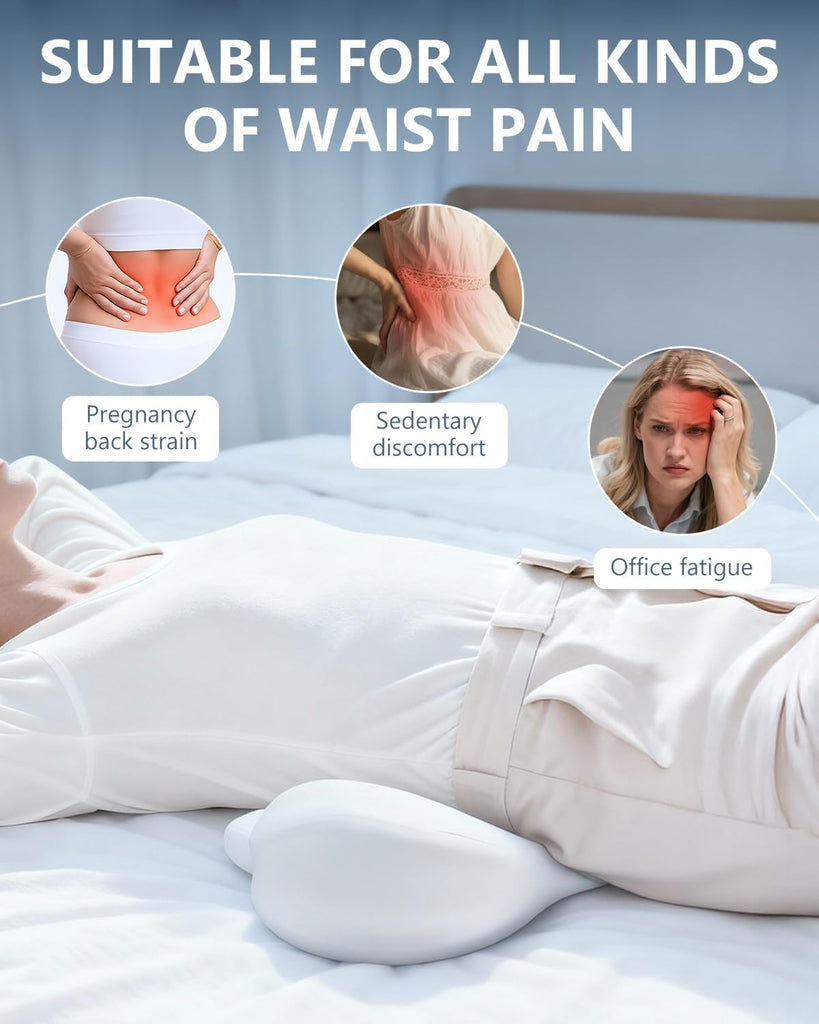 Ergonomic Lumbar Support Pillow, Dual-Wing Memory Foam Back Cushion for Lower Back Pain Relief & Posture Support