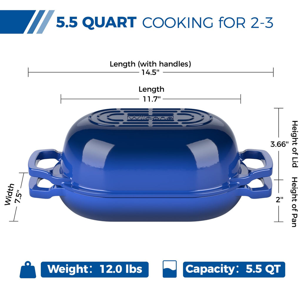 Enameled Cast Iron Dutch Oven Pot with Lid, Oval Bread Oven