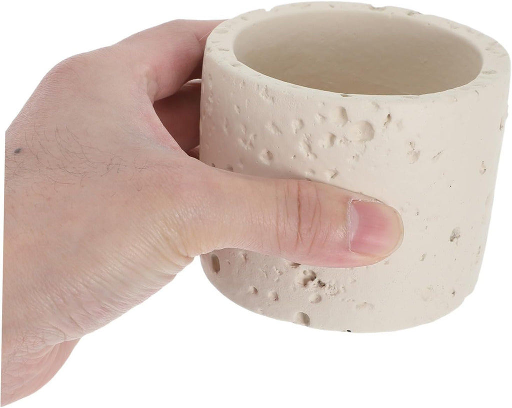 Concrete Match Holder Jar for Fireplace Candles - Minimalist Cement Matchstick Storage Container - Modern Tabletop