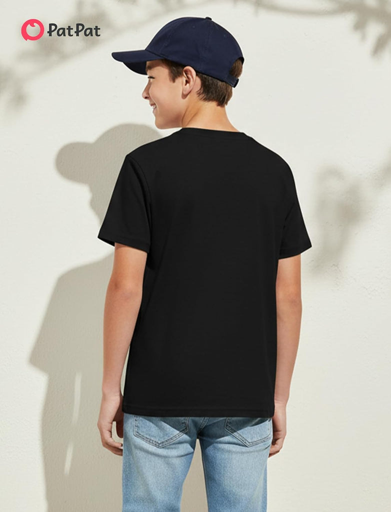 Boys Cotton Short Sleeve T-Shirt Kids Crewneck Tops Plain Basic Tees