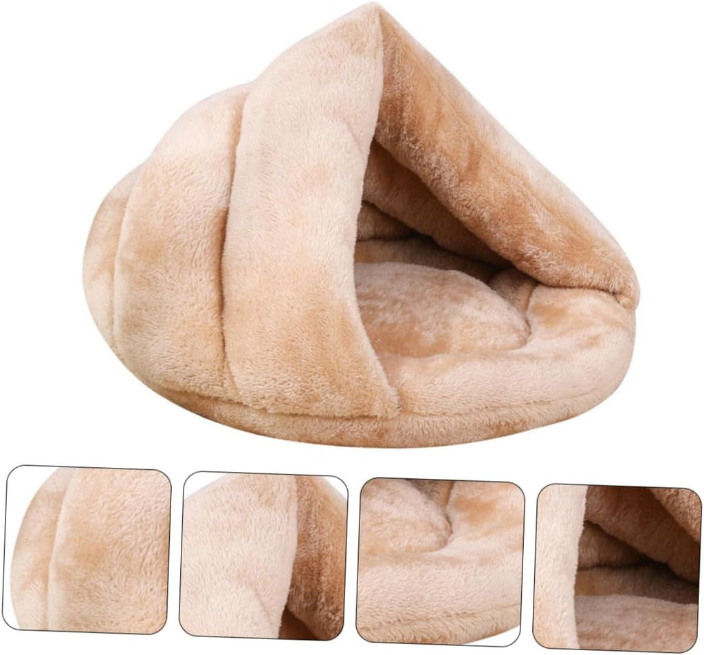 Plush Dog Bed Warm Semi Enclosed Sleeping House for Rest