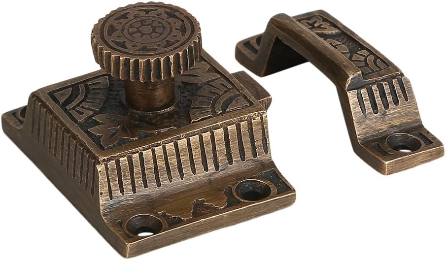 Set of 1 Solid Brass Cabinet Latch, Latch with Flower Knob - A29Hardware