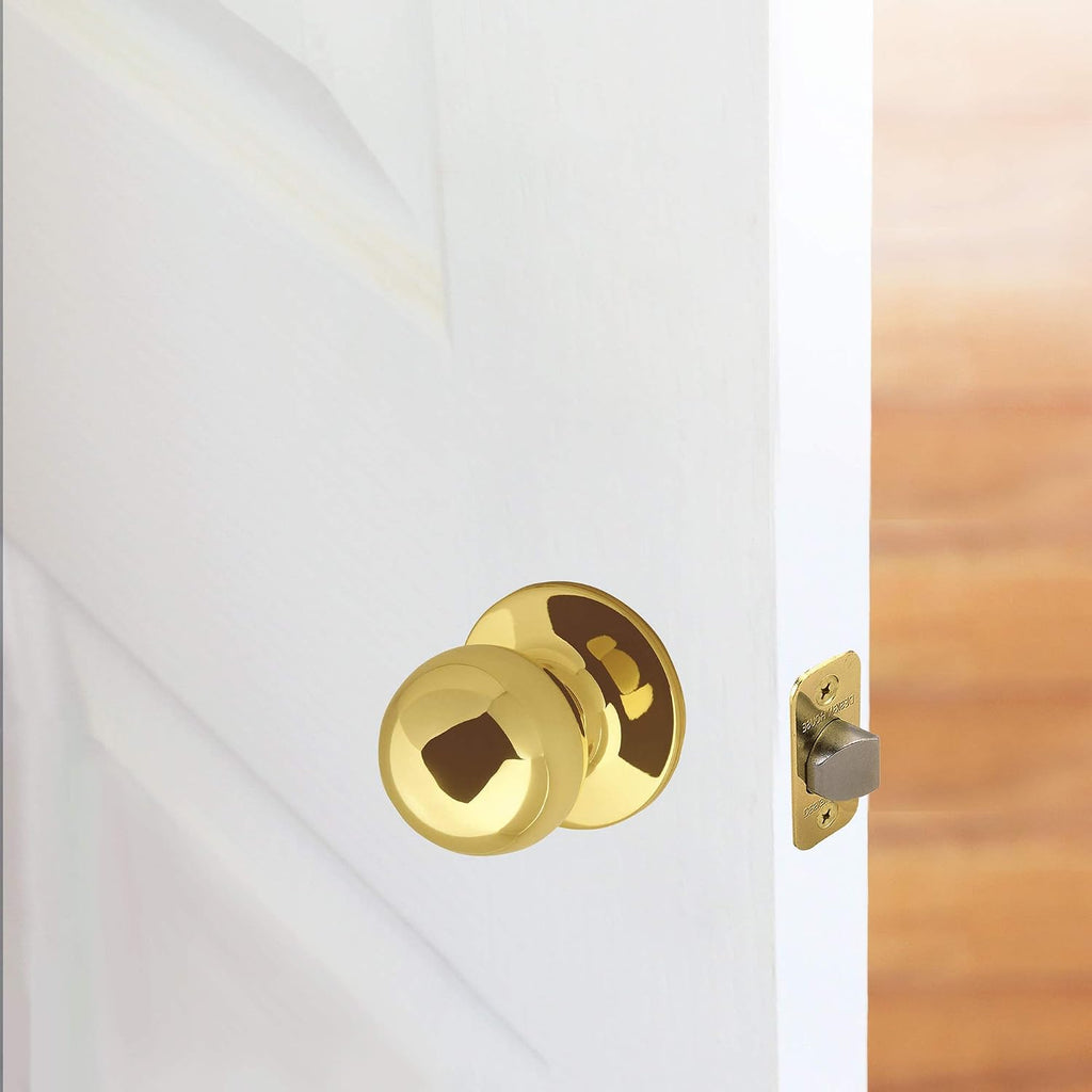 Ball Passage Door Knob, Polished Brass