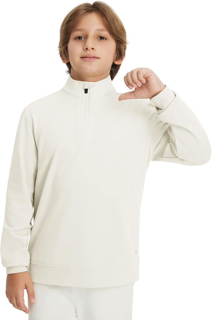 Boys Long Sleeve Quarter Zip Pullover Fleece Warmth Mock Neck Solid Youth Sweatshirt Winter Clothes for Kids
