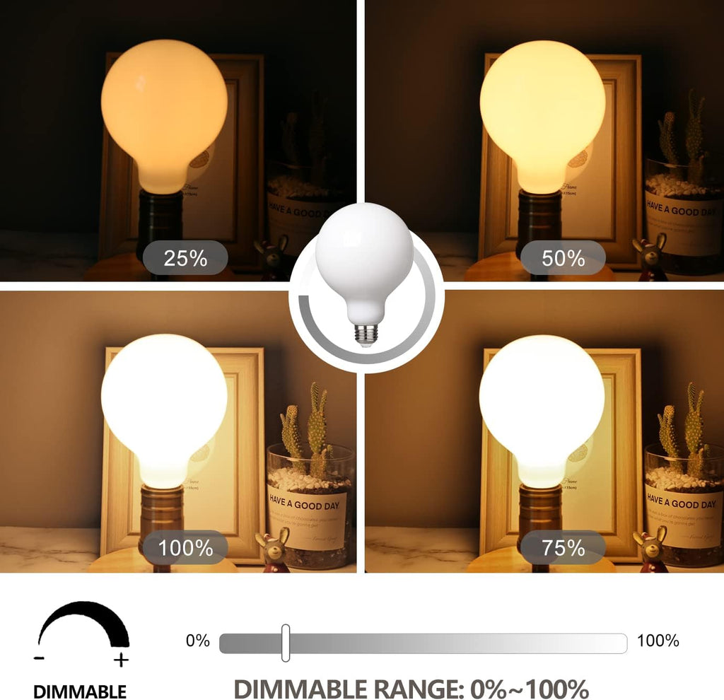 LED Edison Globe Light Bulb, Warm White 2700K CRI 95, LED Filament Light Bulb, 5.5W Equivalent to 60W, G30(G95)